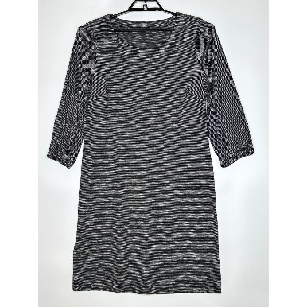 Talbots Women Black‎ and White Striped 3/4 Sleeve Dress Large Preppy Career NEW